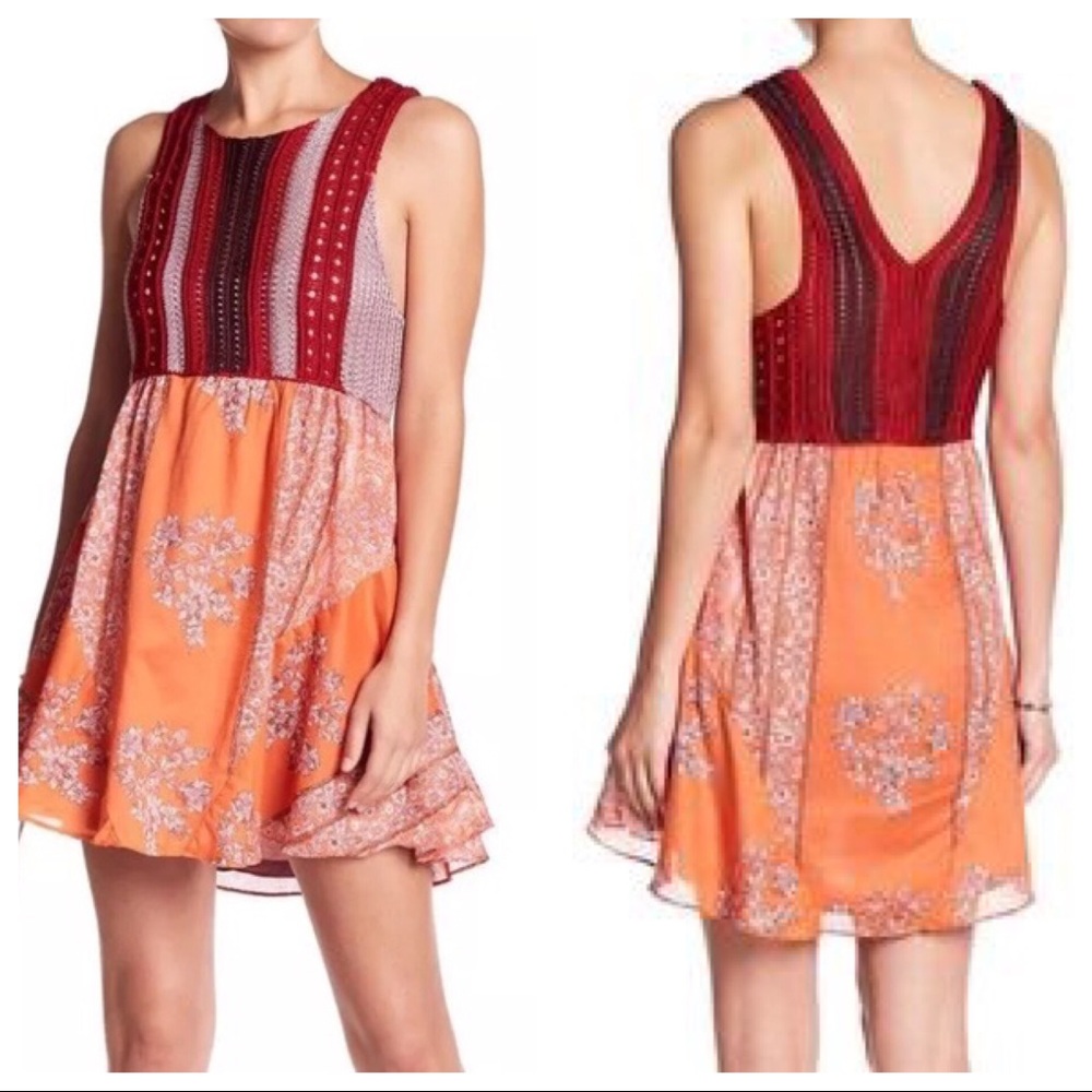 NWT Free People Mixed Material Katie Dress L